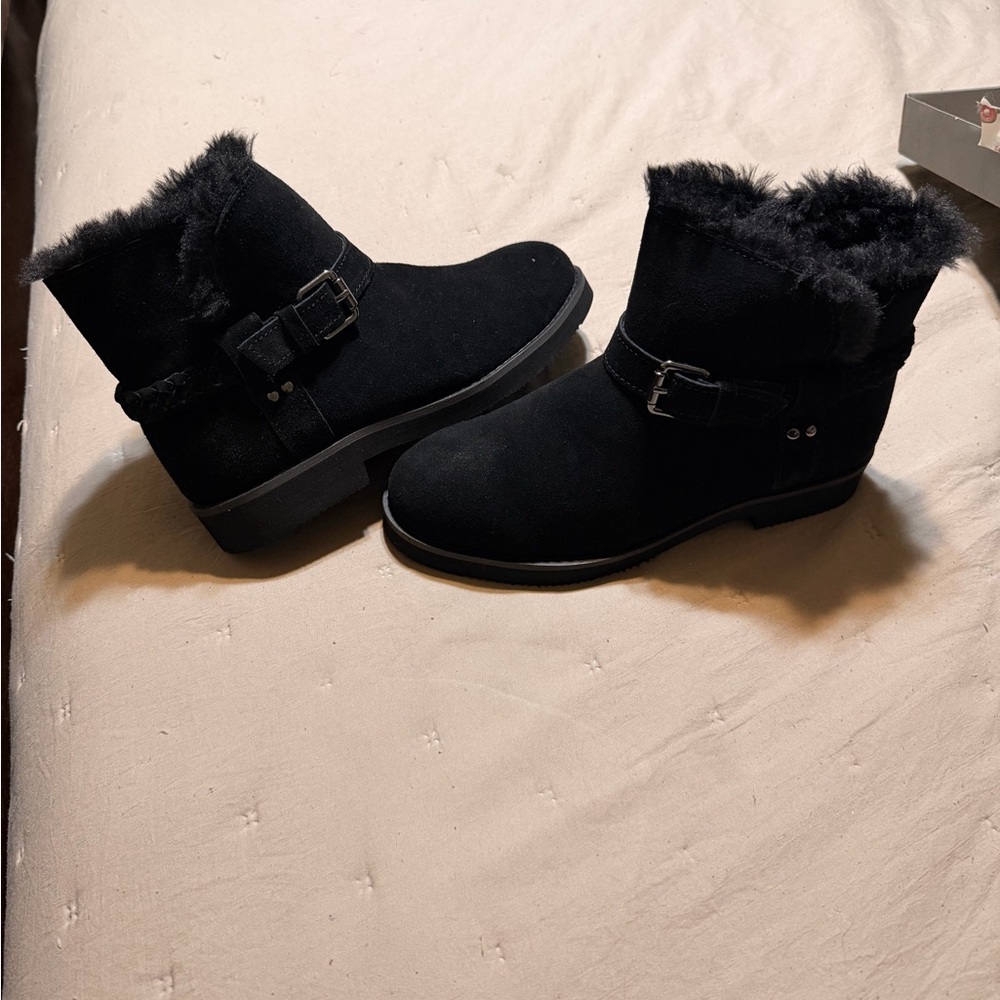 Style & Co. Black Faux Fur Ankle Boots